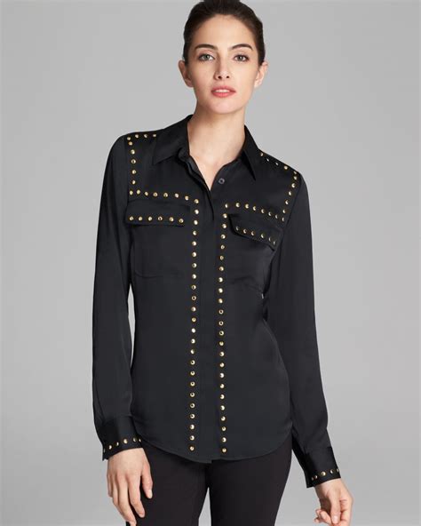 michael kors black studded shirt|Michael Kors black sweatshirt.